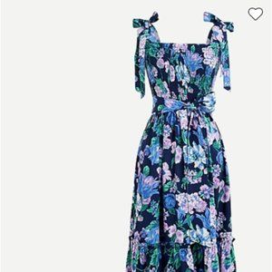 J. Crew Smocked tie-shoulder dress in retro floral